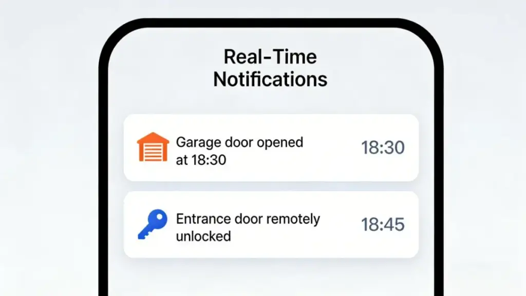 real time notification for garage door