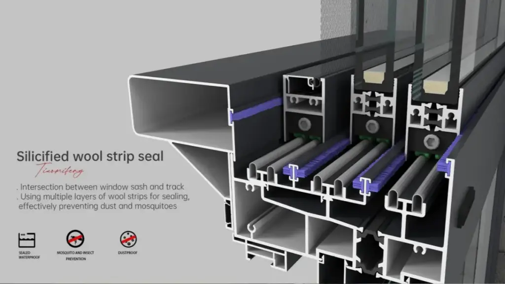 Silicified wool strip seal
